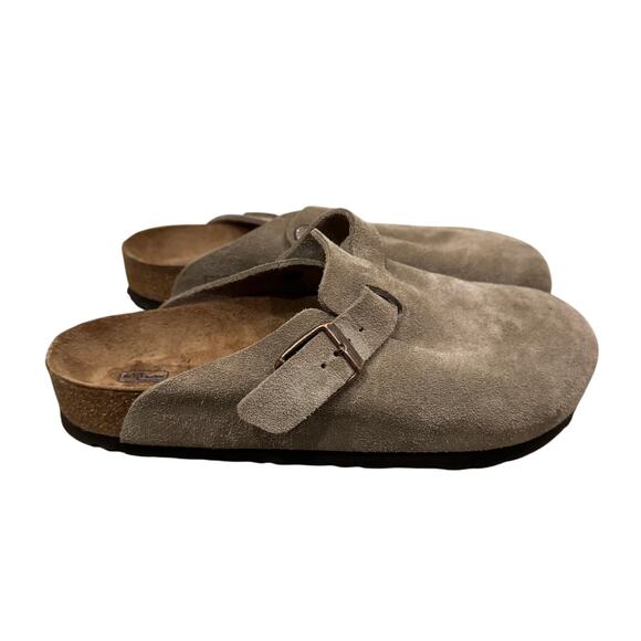 Birkenstock Boston Soft Footbed Clogs in Taupe Suede - Picture 3 of 6